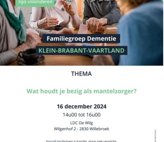Familiegroep Dementie Klein-Brabant-Vaartland: Wat houdt je bezig als manterzorger? © Alzheimerliga Vlaanderen